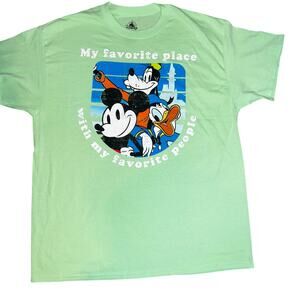 Disney world Mickey and friends graphic green My favorite place t- Shirt XL NWOT